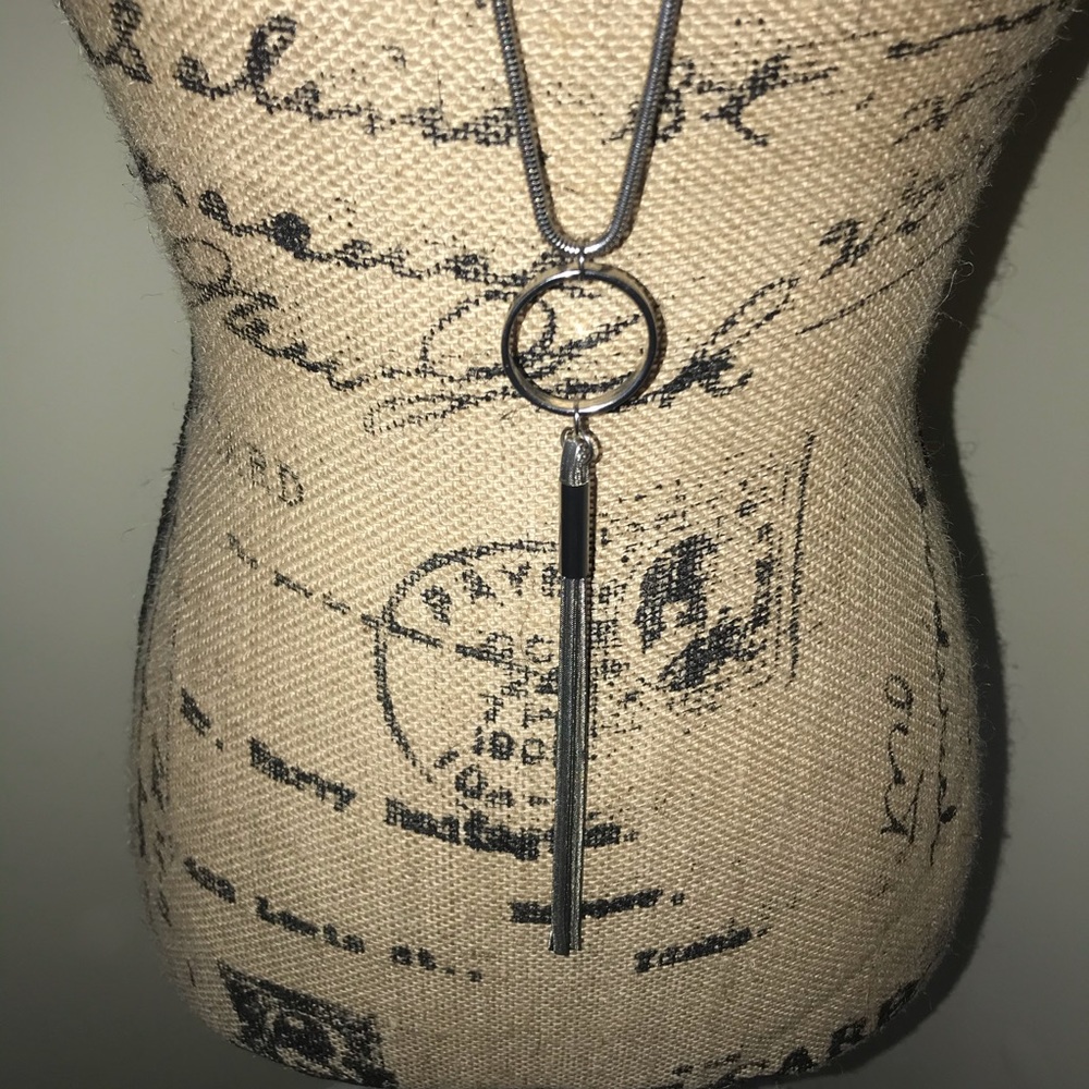 Longer silver necklace